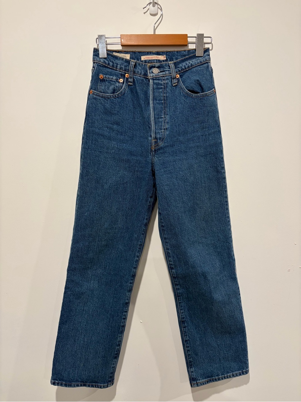 Levi’s Ribcage Straight Ankle Jeans Medium Dark Wash Size 25